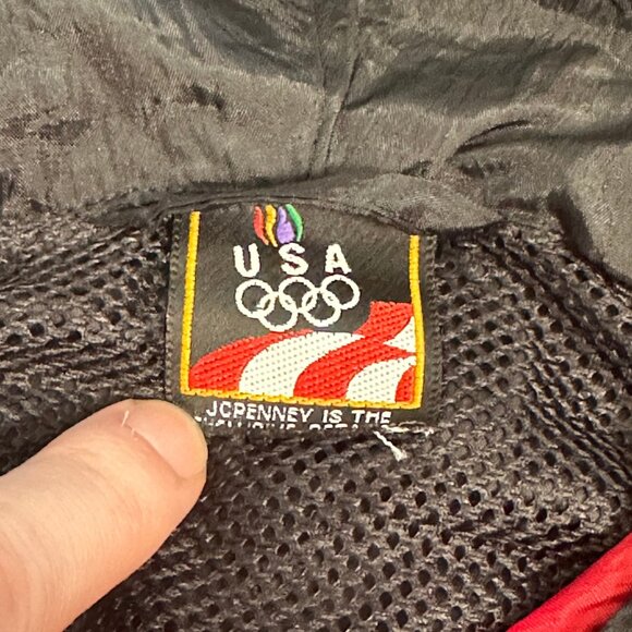 Vintage USA Olympics JC Penny 1/2 Zip Nylon Windbreaker Jacket - Size Medium - Picture 6 of 7